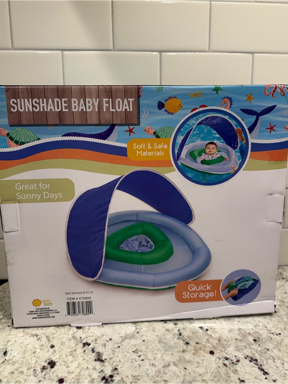 ❤️Kids Blue & Green Inflatable Splash Pool with Sun Canopy - Picture 5 of 6